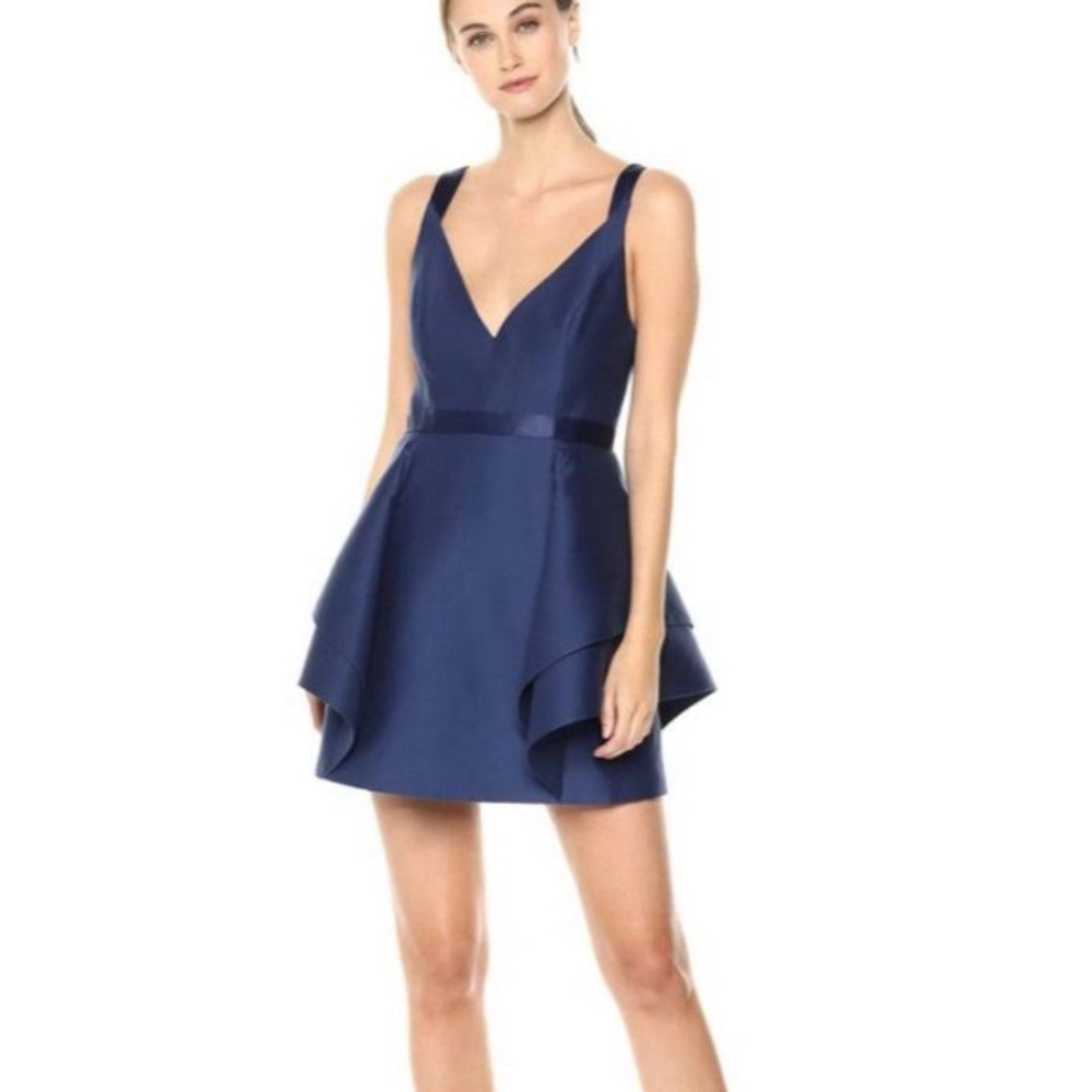 Like new Halston Heritage dramatic flounce dress size 4 navy dress. Worn once.